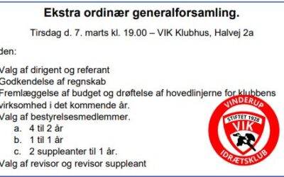 Ekstraordinær Generalforsamling – 7 marts